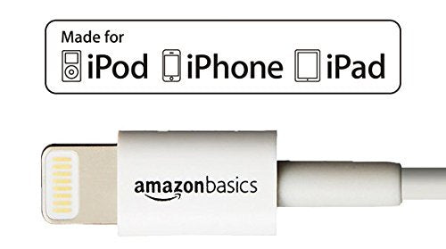 AmazonBasics Apple Certified Lightning to USB Cable - 6 Feet (1.8 Meters), White - ezschedule