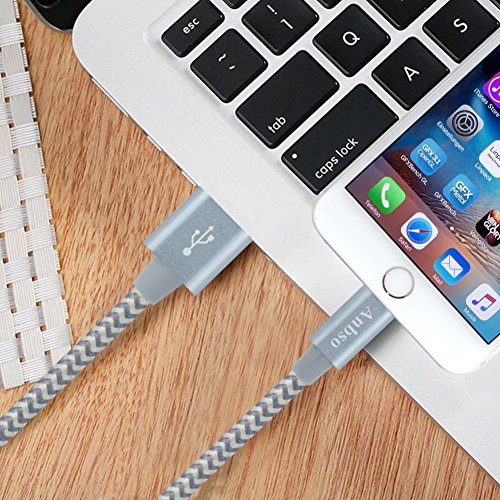 Anbso Lightning Cable 6 FT 3 Pack Nylon Braided Durable USB Sync and Charging Cable for Apple iPhone 7/7plus/6s/6/5s/5/SE, iPad Pro, iPad Air, iPad Mini (gray) - ezschedule